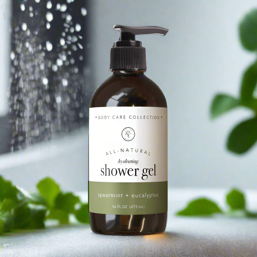 Hydrating Shower Gel, Spearmint + Eucalyptus, 16oz, Rowe Casa Organics