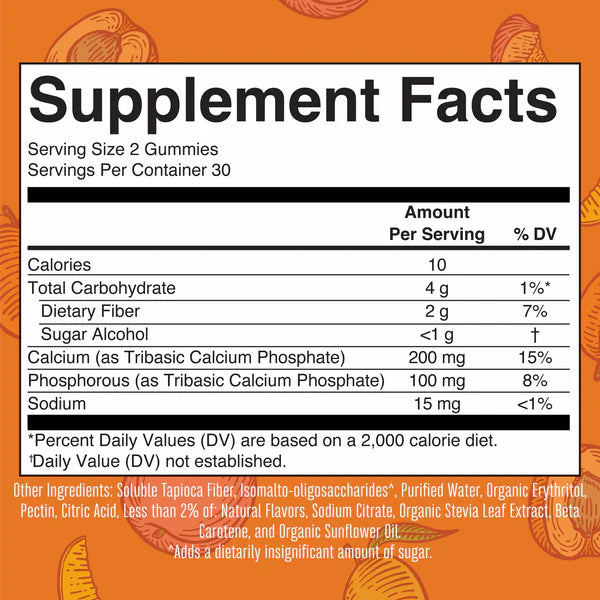 Calcium Gummies, Peach Mango Apricot Flavored, 60 Gummies, MaryRuth Organics