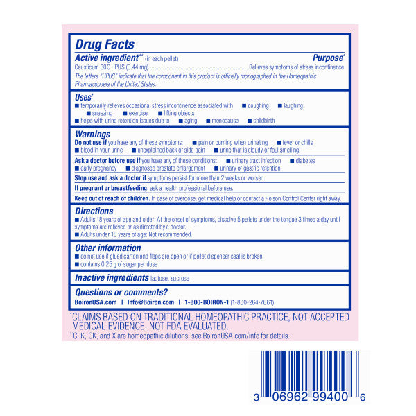 Causticum 30C, Homeopathic Medicine for Bed-Wetting and Incontinence, 1 Free Tube of Meltaway Pellets, Boiron