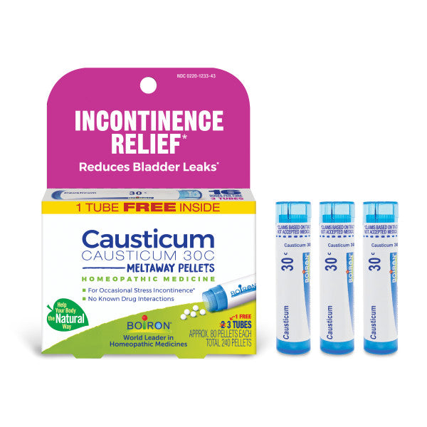 Causticum 30C, Homeopathic Medicine for Bed-Wetting and Incontinence, 1 Free Tube of Meltaway Pellets, Boiron