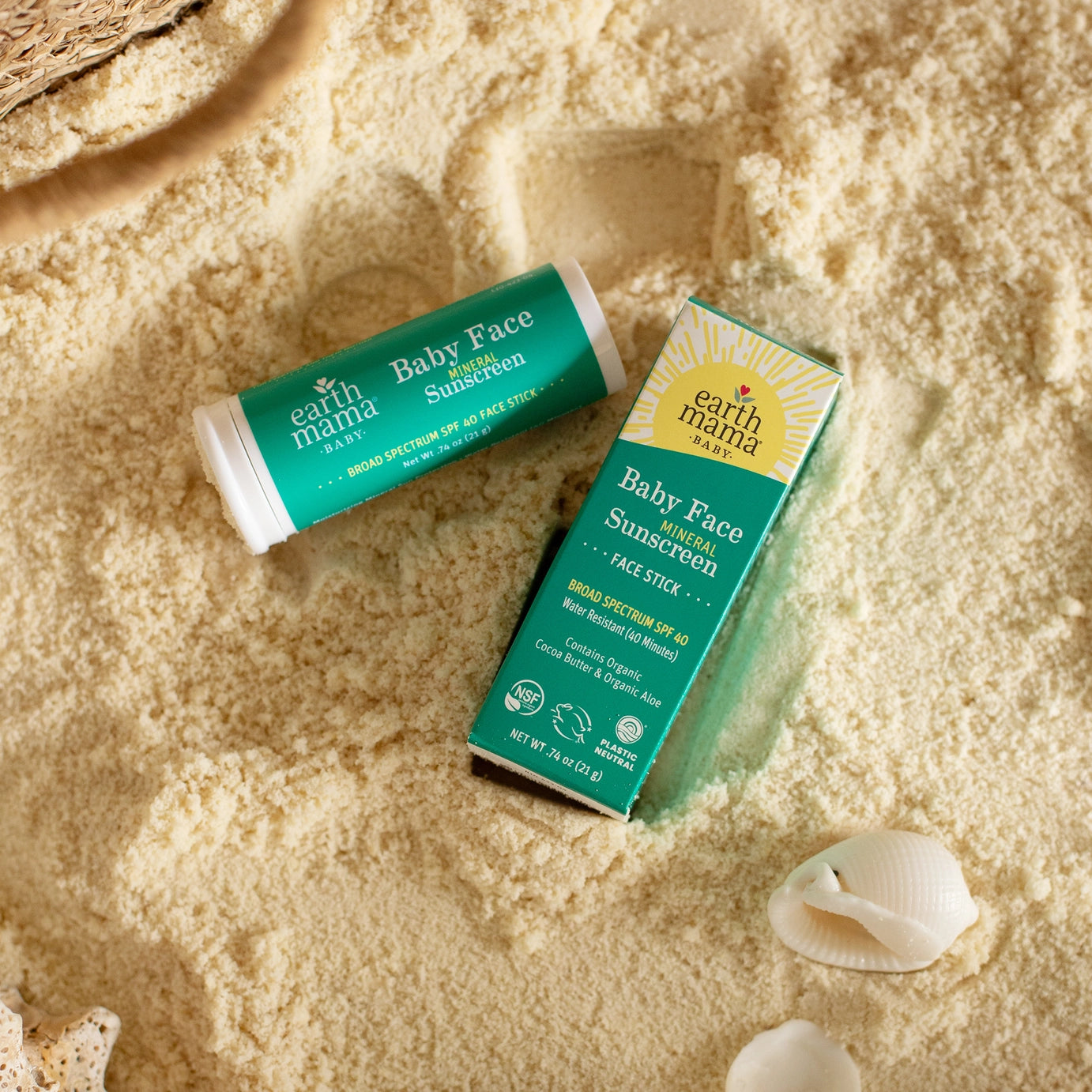 Baby Face Mineral Sunscreen, Face Stick, Spf 40, Earth Mama