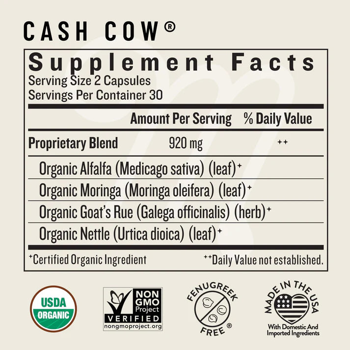 Cash Cow, 60 Vegan Capsules, USDA Organic, Legendairy Milk