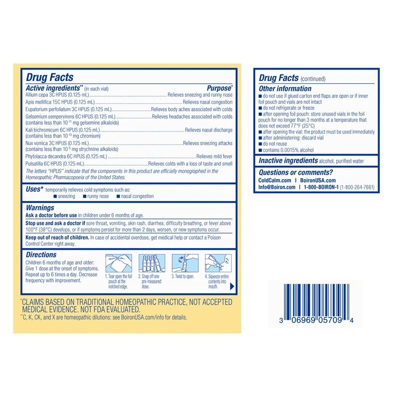 ColdCalm Baby 30 Liquid Doses, Cold Relief, Sneezing, Runny Nose, Boiron