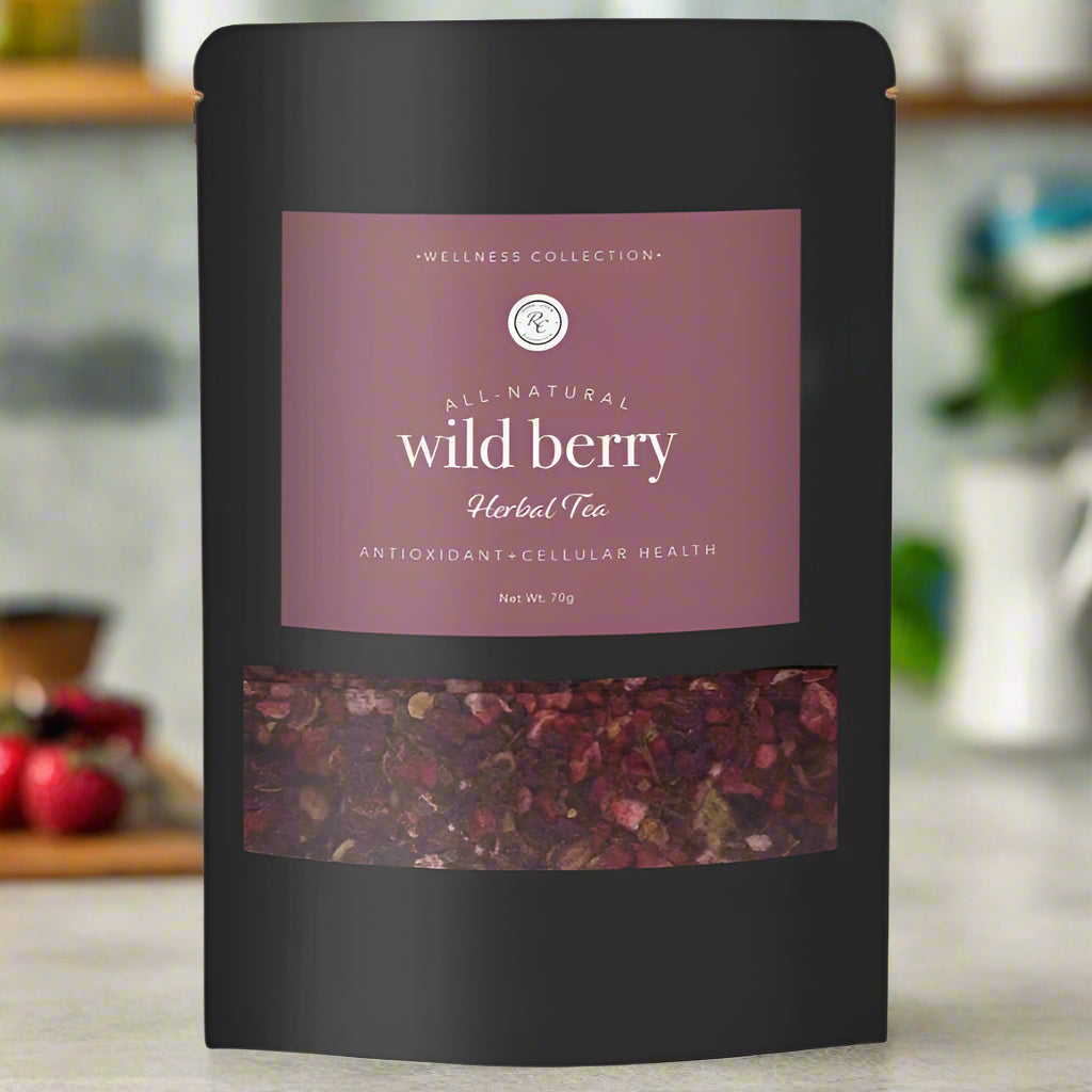 Wild Berry Herbal Tea, Antioxidant + Cellular Health, 70g, Rowe Casa Organics