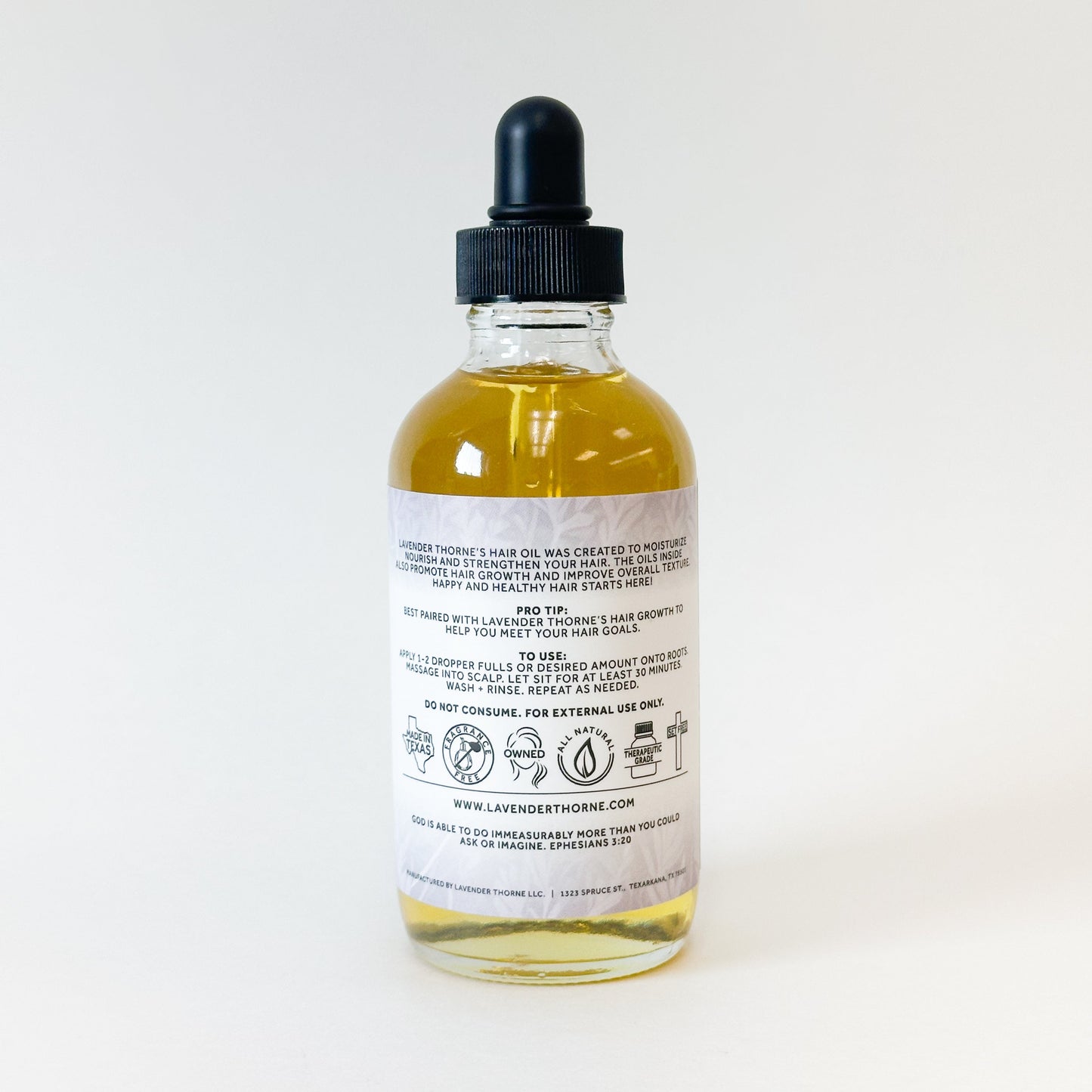 Hair Oil - Growth & Shine Hair Treatment, 4oz, Lavender Thorne