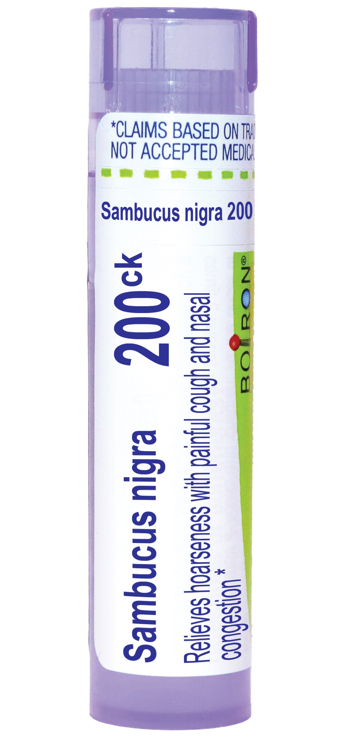 Sambucus Nigra 200CK, Homeopathic Medicine for Relief of Hoarseness with Painful Cough and Nasal Congestion, Boiron, 80 Pills (Pill Size #40)