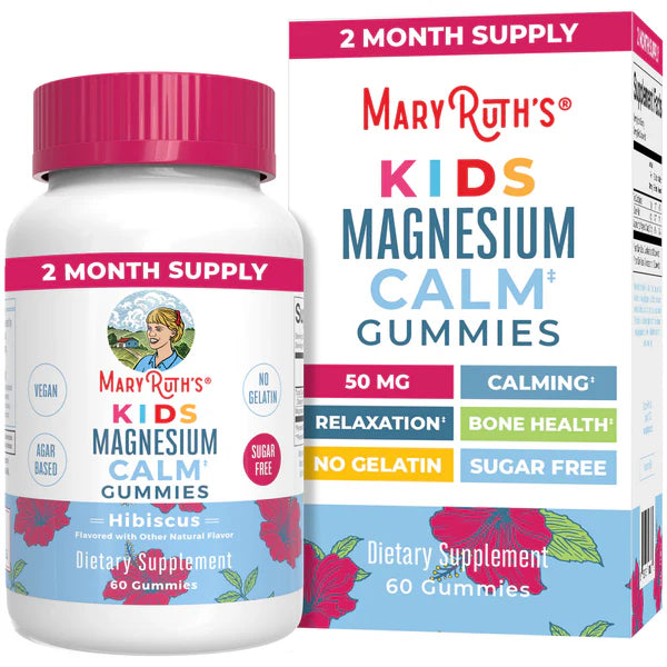 Kids Magnesium Calm Gummies, Hibiscus Flavored, 60 Gummies, MaryRuth Organics