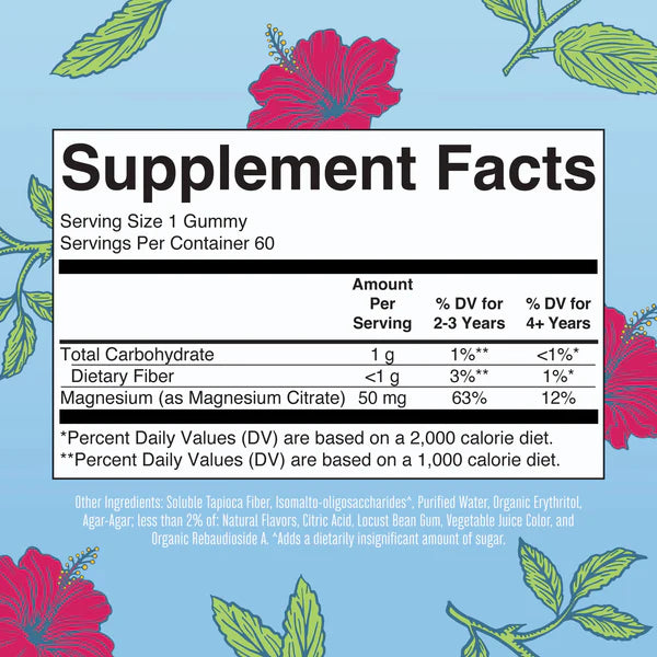 Kids Magnesium Calm Gummies, Hibiscus Flavored, 60 Gummies, MaryRuth Organics