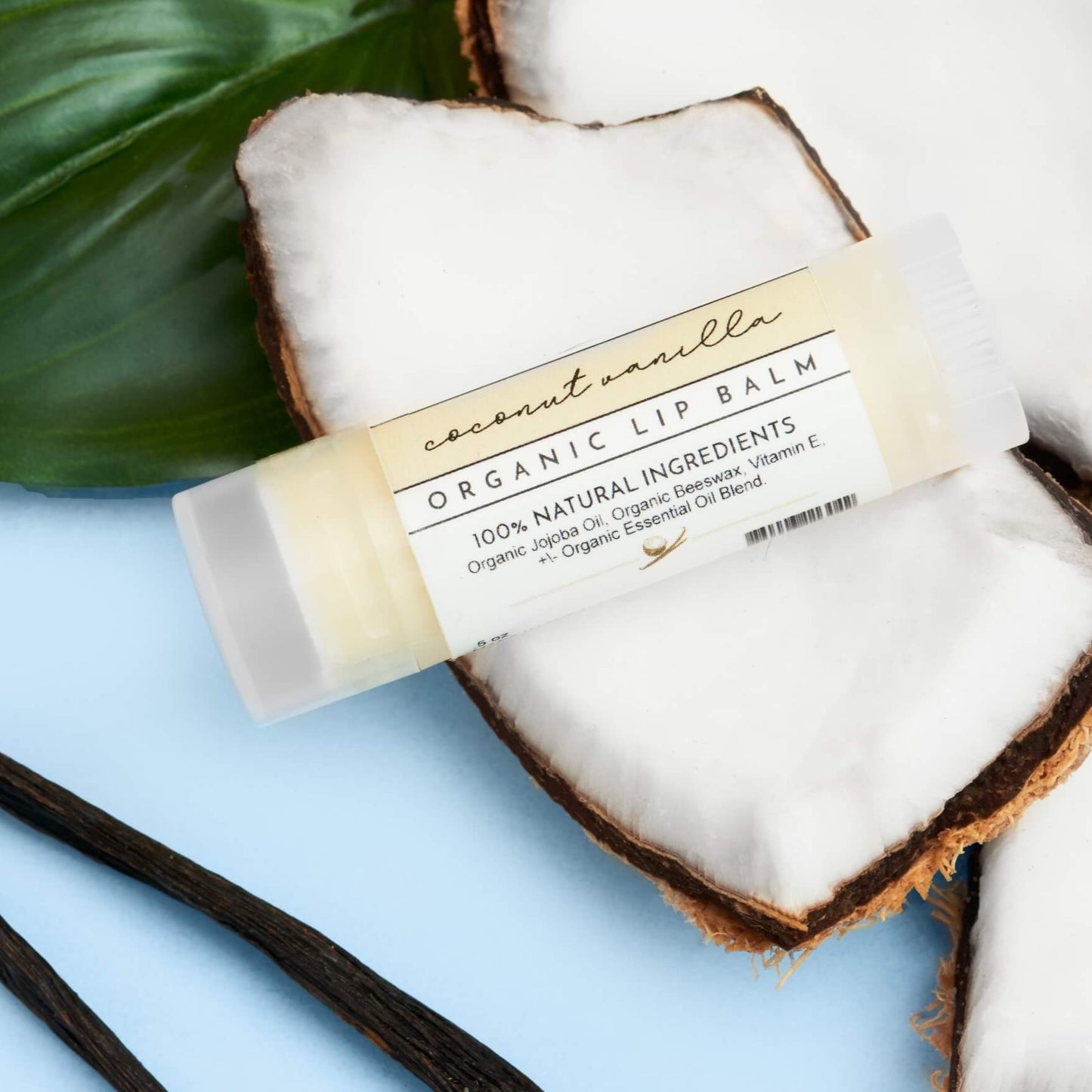 Coconut Vanilla Organic Lip Balm, Just Ingredients