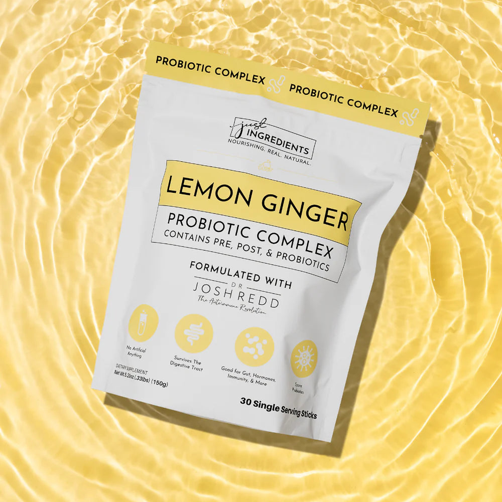 Lemon Ginger 3-In-1 Probiotic Complex, 30 Single Serving Sticks, Just Ingredients