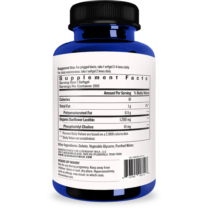 Sunflower Lecithin, 1200mg Per Soft Gel, 200 Soft Gels