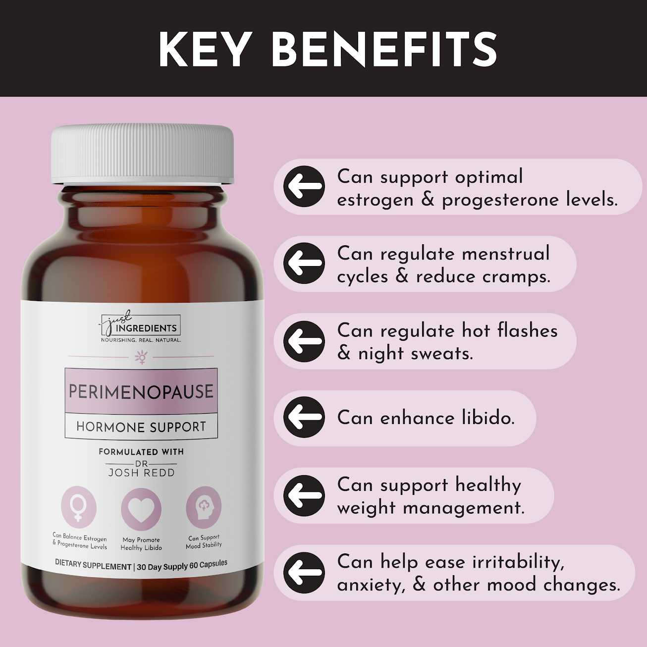 Perimenopause Hormone Support, 60 Capsules, Just Ingredients