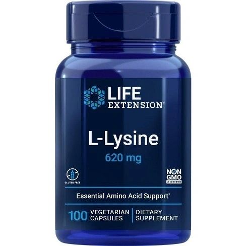 L-Lysine, Essential Amino Acid Support, 620mg, 100 Capsules, Life Extension