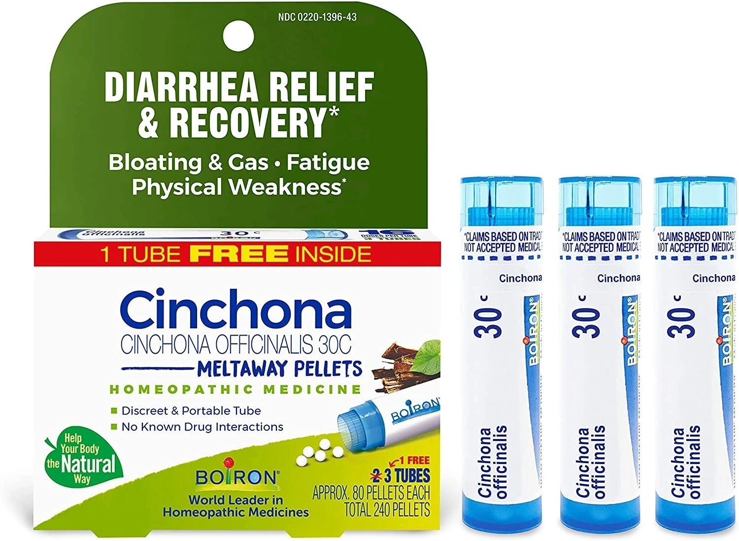 DIAHRRHEA RELIEF & RECOVERY* Cinchona 30C, 3 Tubes, 80 Pellets Each, Includes 1 FREE Tube