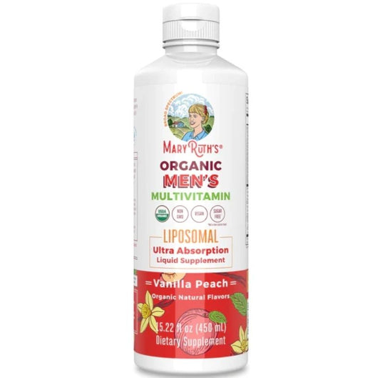 Organic Men's Multivitamin Liposomal, Vanilla Peach, 15.22oz, Mary Ruth's