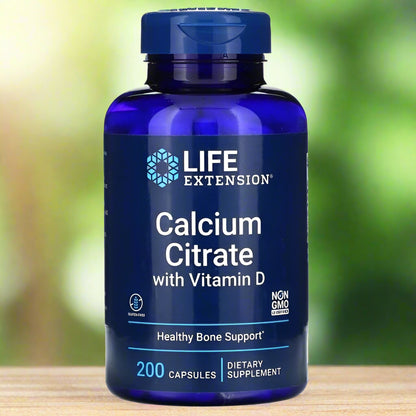 Calcium Citrate with Vitamin D, Healthy Bone Support, 200 Capsules, Life Extension