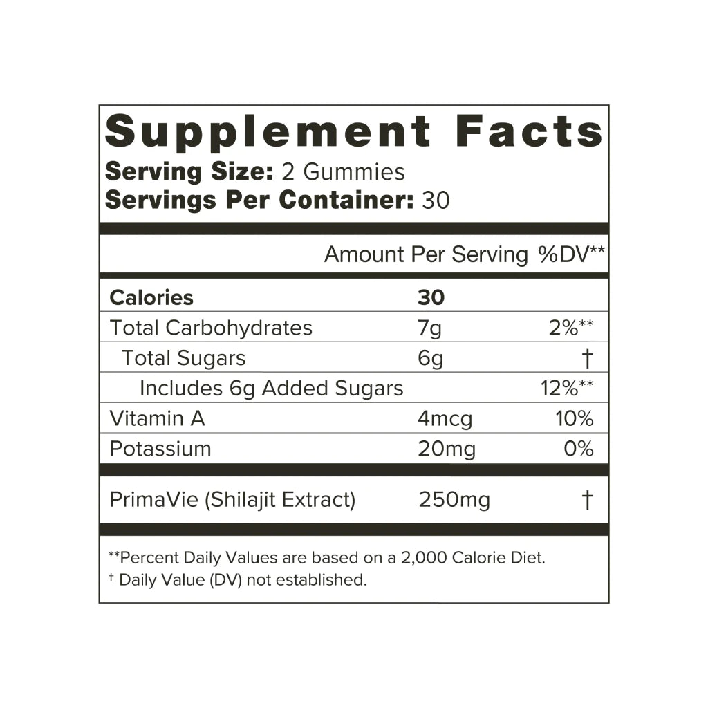 Shilajit Gummies- For Energy, Performance, and Strength, 60 Gummies, Organifi