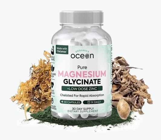 Pure Magnesium Glycinate + Low Dose Zinc, 90 Capsules, Organics Ocean