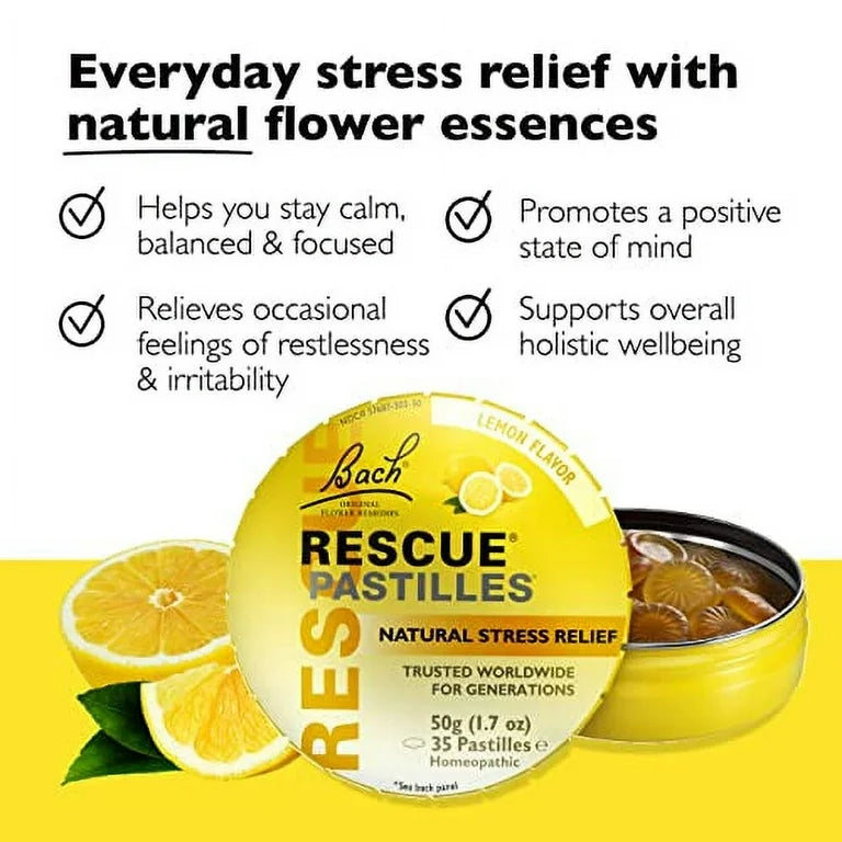 Bach Rescue Pastilles, Natural Stress Relief, 35 Pastilles