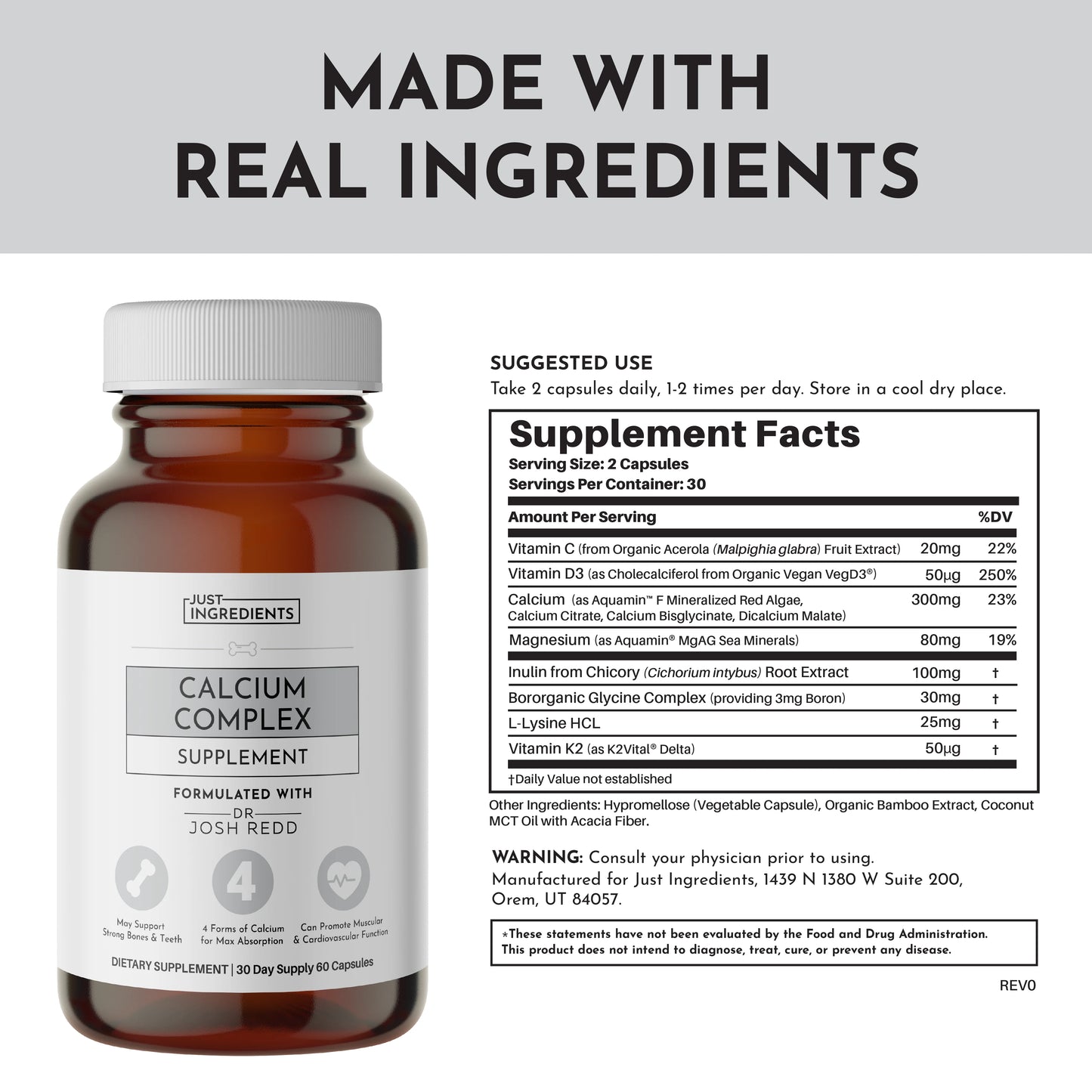 Calcium Complex, 60 Capsules, Just Ingredients