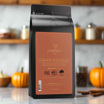 Pumpkin Spice Decaf Ground Coffee, Lifeboost