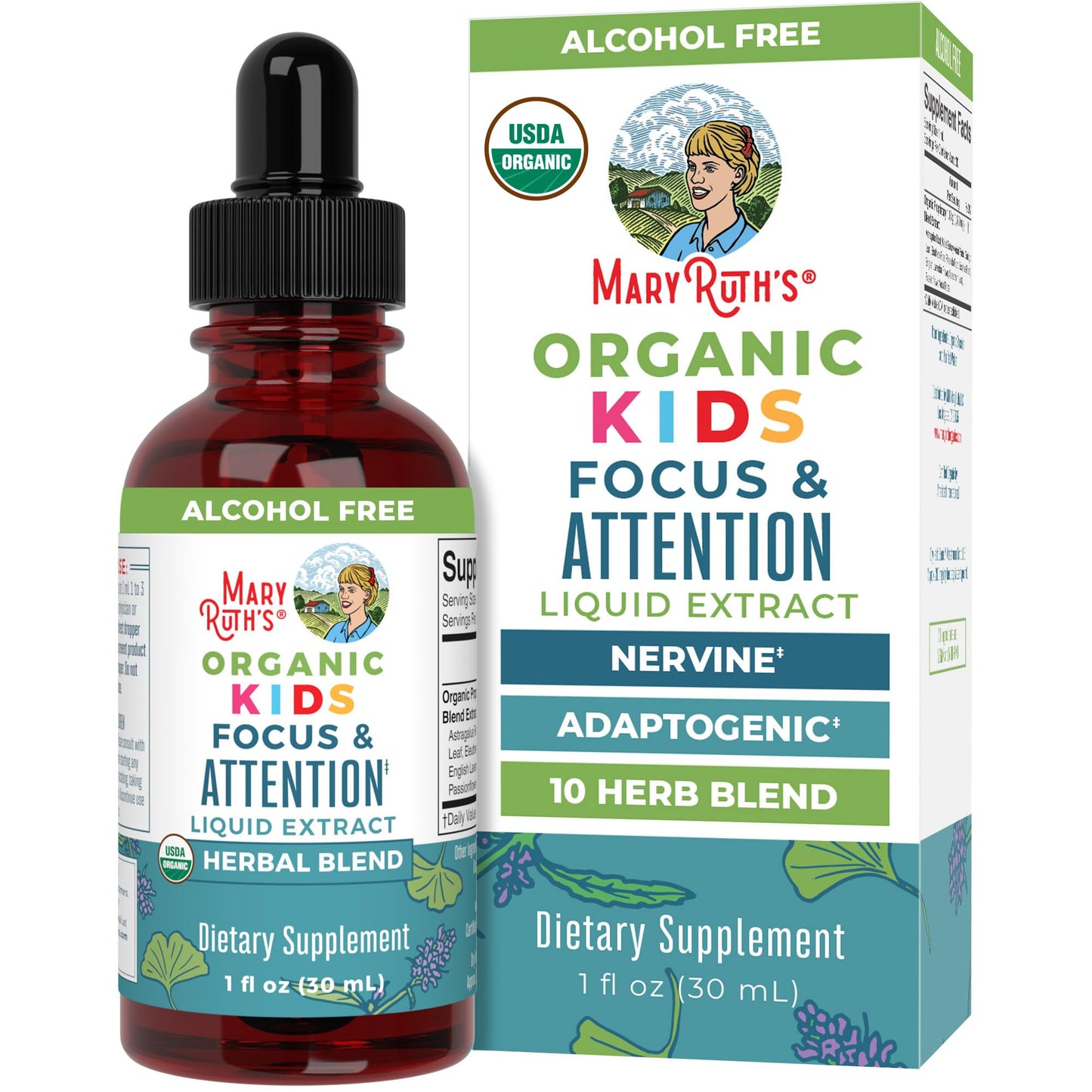 Kids Focus & Attention Liquid Drops, 1oz, MaryRuth Organics