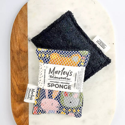 Washable Sponge - Black & Surprise Print, Marley's Monsters