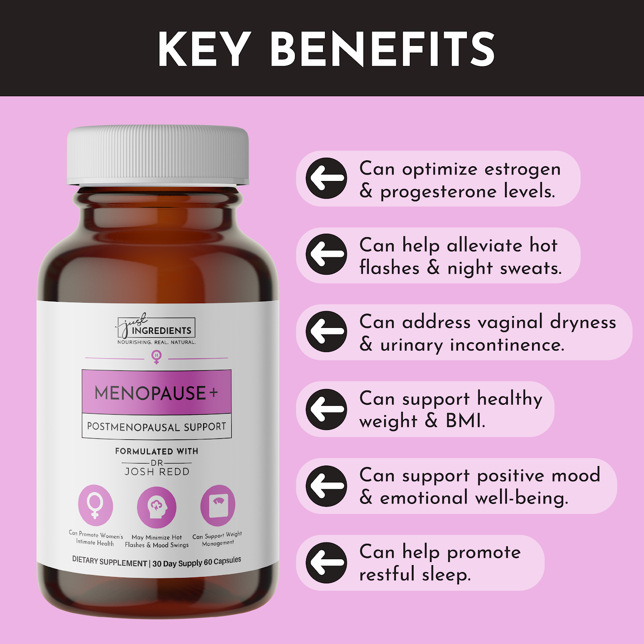 Menopause + Postmenopausal Support, 60 Capsules, Just Ingredients