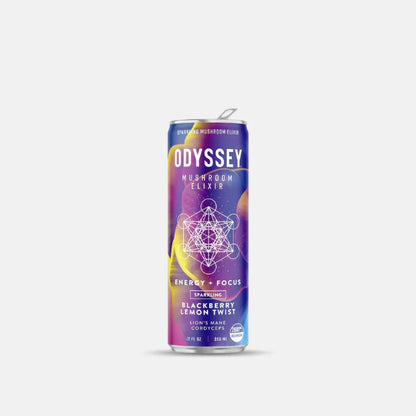 Blackberry Lemon Twist Sparkling Mushroom Elixir ENERGY + FOCUS Drink, Odyssey