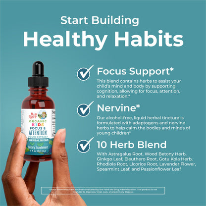 Kids Focus & Attention Liquid Drops, 1oz, MaryRuth Organics