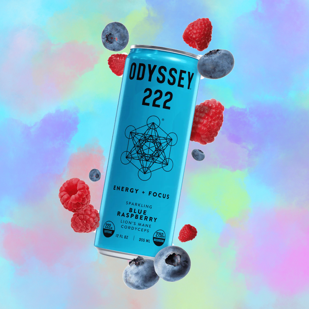 Blue Raspberry Sparkling Mushroom ENERGY + FOCUS Drink, Odyssey