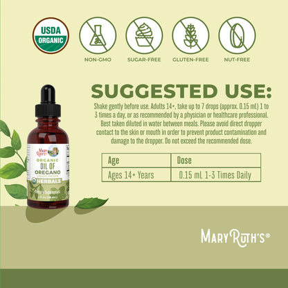 Oil Of Oregano, Liquid Drops, 1oz, MaryRuth Organics
