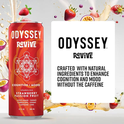Strawberry Passion Fruit Sparkling Mushroom COGNITION + MOOD Drink, Odyssey