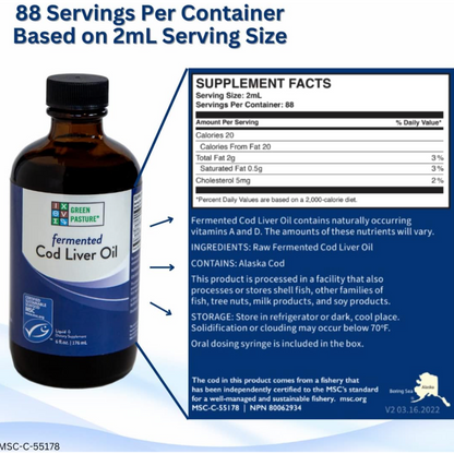 Fermented Cod Liver Oil Liquid, Green Pasture