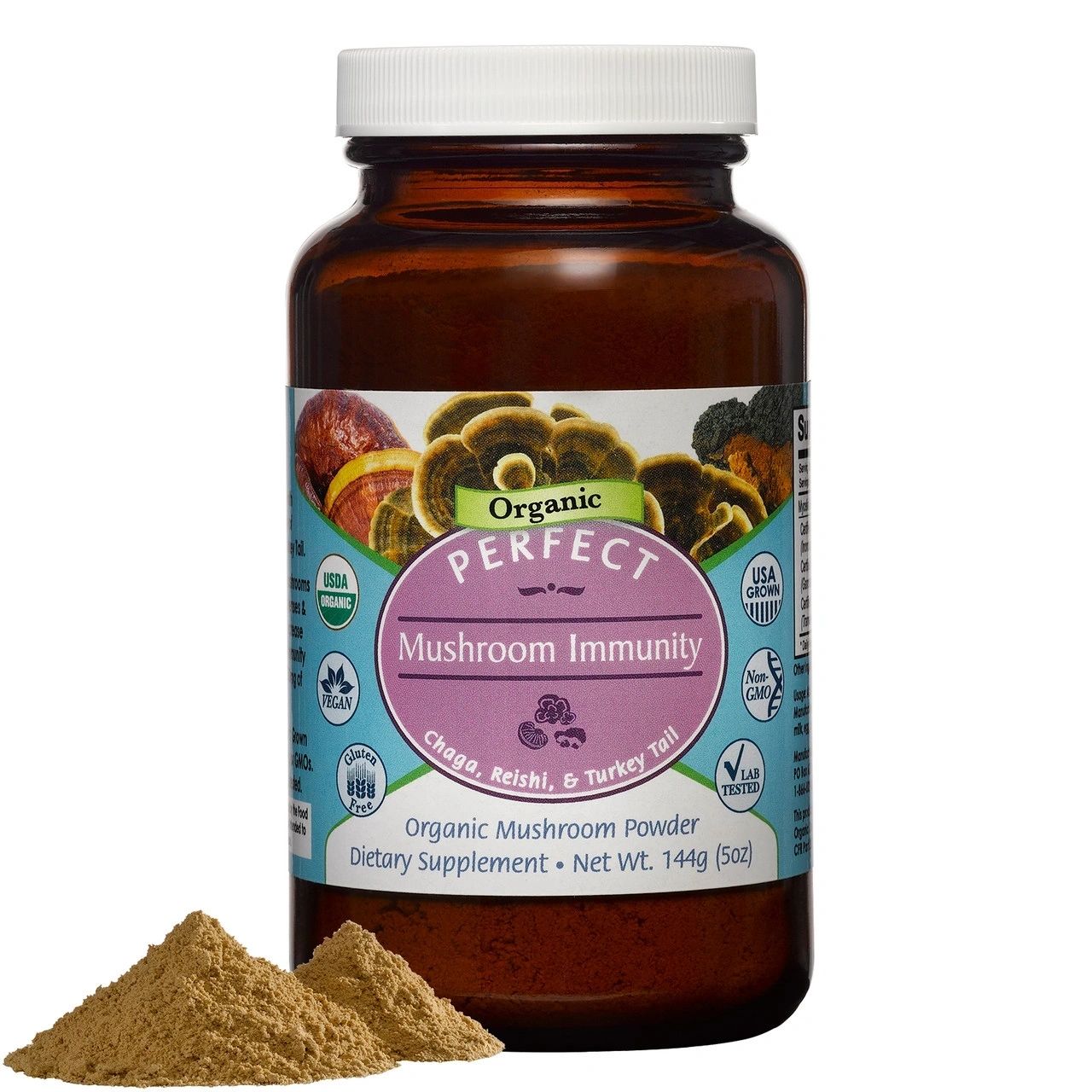 Organic Mushroom Immunity, Chaga, Reishi, & Turkey Tail, 5oz, Perfect Supplements