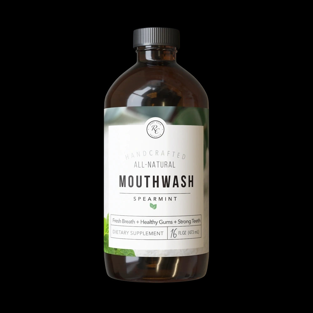 Mouthwash, Spearmint, Fresh Breath + Healthy Gums + Strong Teeth, 16oz, Rowe Casa Organics