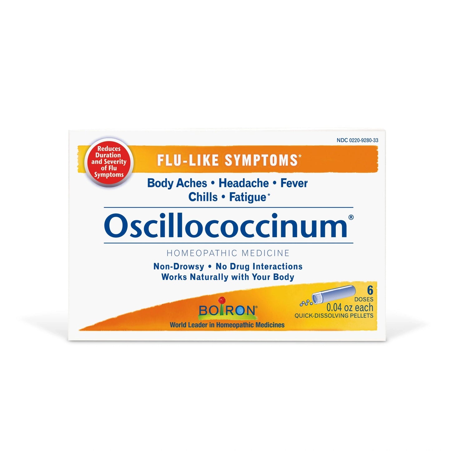 Oscillococcinum 6, 12, or 30 Doses, Boiron, Pill Size #40