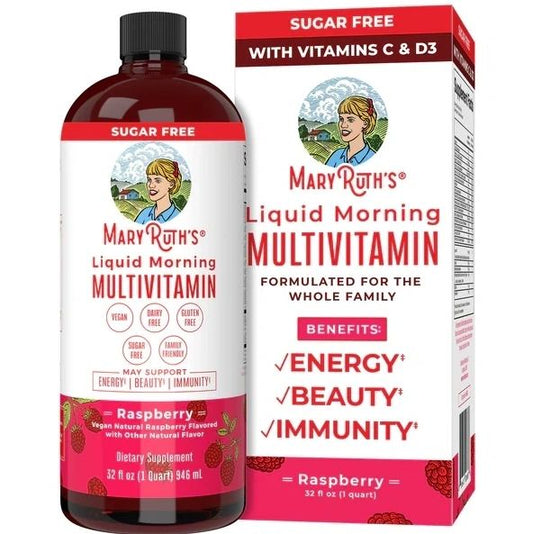 Liquid Morning Multivitamin, Raspberry, 15.22oz, Mary Ruth's