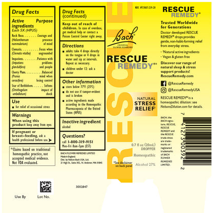 Rescue Remedy Spray, Natural Stress Relief, 20mL, Bach