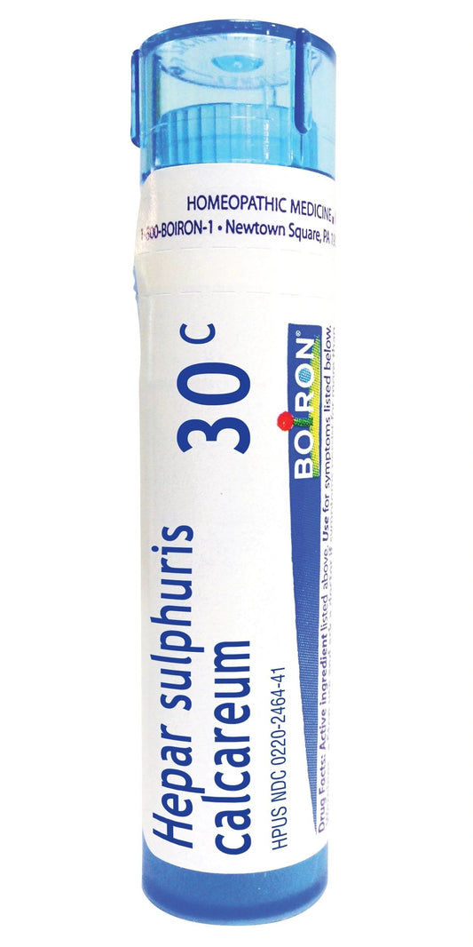 Hepar Sulphuris Calcareum, 6C, 12C, 30C, 200CK, 1M, Homeopathic Medicine for Cough, Boiron, 80 Pills (Pill Size #40)