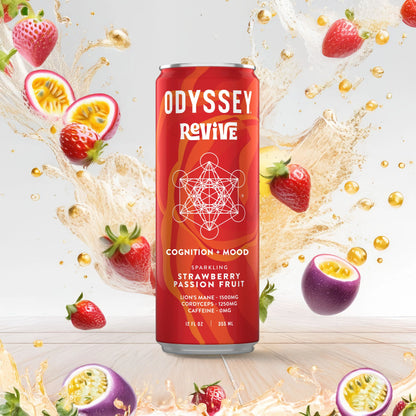 Strawberry Passion Fruit Sparkling Mushroom COGNITION + MOOD Drink, Odyssey
