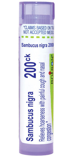 Sambucus Nigra 200CK, Homeopathic Medicine for Relief of Hoarseness with Painful Cough and Nasal Congestion, Boiron, 80 Pills (Pill Size #40)