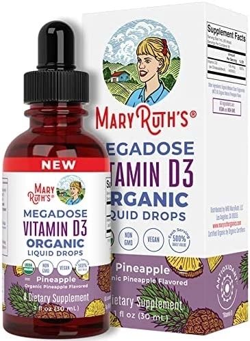 Megadose Vitamin D3, Organic Liquid Drops, Pineapple, Mary Ruth's