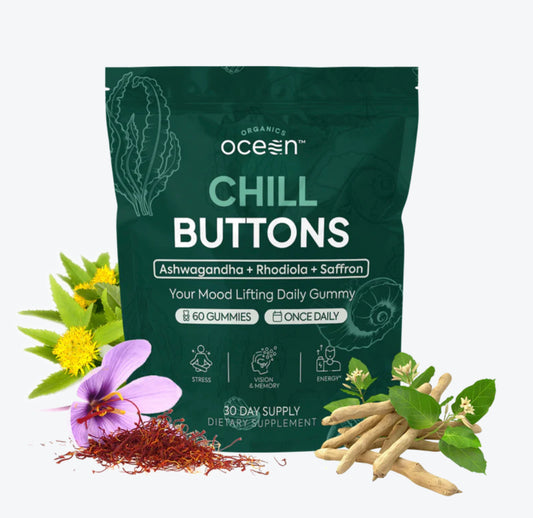 Chill Buttons, Ashwagandha + Rhodiola + Saffron, 60 Gummies, Organics Ocean