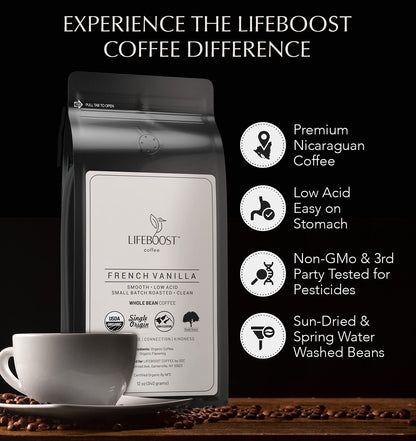 French Vanilla Ground Coffee, 12oz, LifeBoost