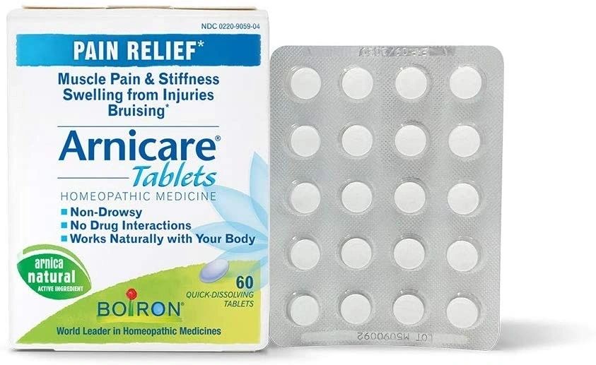 Arnicare Tablets, Homeopathic Medicine for Muscle Pain & Stiffness, Swelling from Injuries & Bruising, 60 Quick-Dissolving Tablets, Boiron