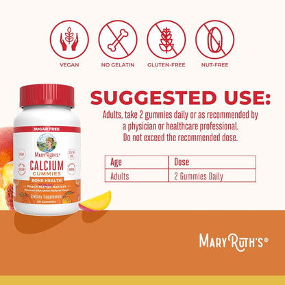 Calcium Gummies, Peach Mango Apricot Flavored, 60 Gummies, MaryRuth Organics