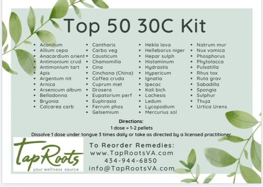 TapRoots’ Top 50 30C Homeopathy Kit