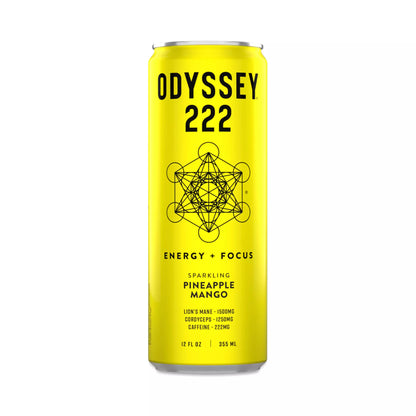 Pineapple Mango Sparkling Mushroom Energy Drink, ENERGY + FOCUS, Odyssey