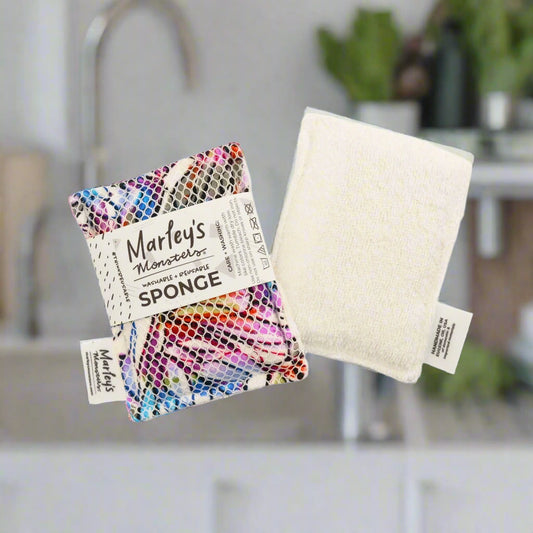 Washable Sponge - White & Surprise Print, Marley's Monsters